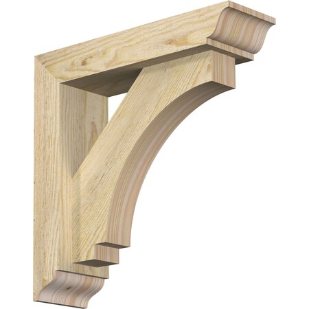 Ekena Millwork Imperial Traditional Rough Sawn Bracket w/ Offset Brace, Douglas Fir, 4"W x 14"D x 14"H BKT0402X14X14IMP01RDF